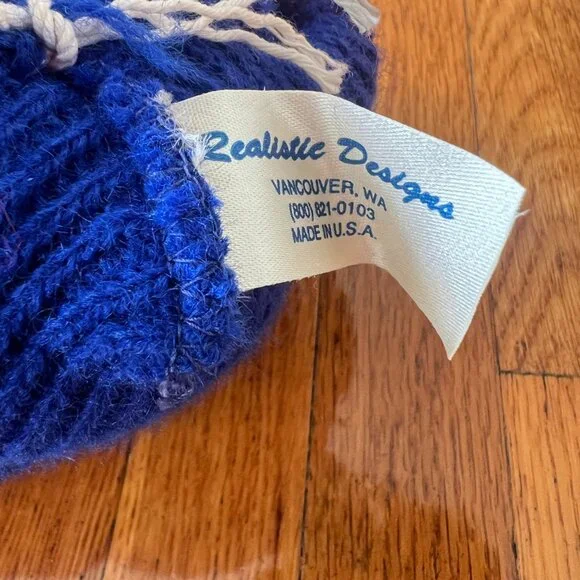 Buffalo Bills Plushie Furry Buffalo Horns Knit Realistic Designs 80s Beanie Hat